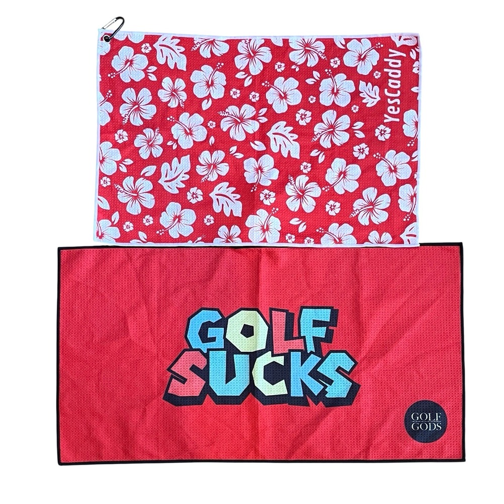 Golf Gods "Golf Sucks" + Yes Caddy Floral Pattern Absorbent Microfiber Hang Loop